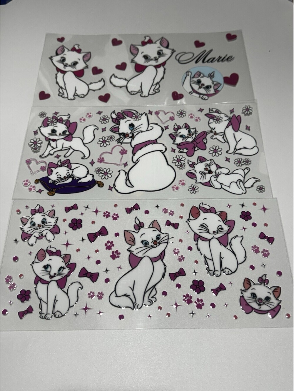 3 Cup Wraps Marie Disney Aristocats UV DTF Assorted Set NEW for 16 oz Cups